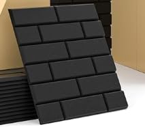 Jamelo Schallschutzpaneel-Set, selbstklebend, 30 x 30 x 0,9 cm, Ziegelform, Akustikpaneele mit hoher Dichte, Wandpaneele für Studio, Schlafzimmer, Decken (schwarz), 12 Stück