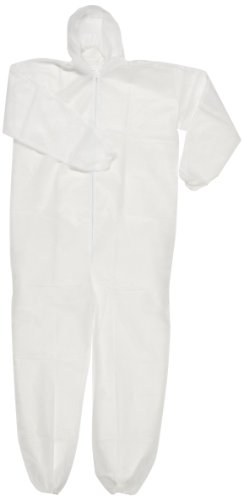 Magid EconoWear Lite N Kool Plus Polypropylene Coverall with Hood, Disposable, Elastic Cuff, White, Large (Case of 25)