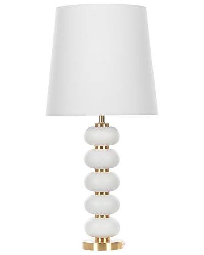 Beliani Lampe de Table à Poser Blanc et Doré Design Glamour avec Pied Décoratif Frio
