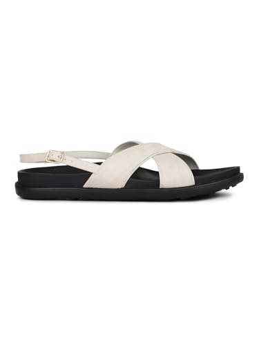 Image of Inc.5 Womens Cream Solid Open Toe Casual Flat Sandals Heeled