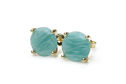Boucles d'oreilles amazonite ronde et argent véritable au style vintage unique pour femme