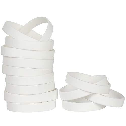 TXHIY Pulseras de Silicona, 50 Piezas Pulseras de Goma para fiestas deportivas blanco Cover