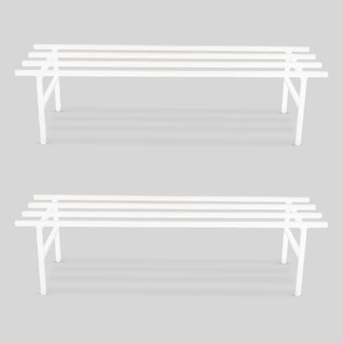 Image of BonKaso Metal Heavy Duty Rectangle Plant Stand: 76x24x18 cm, White - Set of 2, Modern Design for Indoor & Outdoor Use, Sturdy, Anti-Rust Planter Stand for Garden, Balcony, Patio