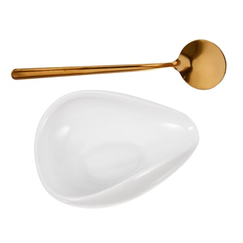 MUELODSIC コーヒー豆計量トレイ セラミック製豆皿 製計量スプーン付き コーヒー豆サンプルディッシュ エスプレッソスプーン収納可能 コンパ