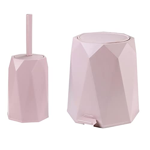 PB410- Ensemble Diamant Poubelle 5L et Brosse WC Sotufab - Couleurs - Rose