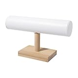 LCSVCCXA Armbandhalter Präsentationsständer, Tischständer mit T Schiene, Schmuckaufbewahrung, Armbandorganizer für Haargummis, Ausstellungsstück für Geschäfte, Weißes Pu-Leder