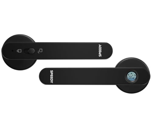 Image of Speedy Smart Bluetooth Door Lock for Wooden Doors | Fingerprint, App and Key Access | Fits 35-50mm Doors | 2 Year Warranty | Black