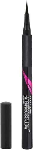 Maybelline Eye Liner, Hyper Precise Black Liquid Eye Liner, Ultra-Thin Defining Felt Tip Liner, Quick Drying Liquid Eyeliner, Ink Technology, Maybelline New York, Safe for Sensitive Eyes, Matte Black
