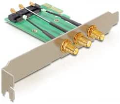Delock PCI-Express-Karte auf Mini-PCIe-3x-RP-SMA-Port