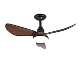 Ventilador de Teto Plafon Aires Preto com Pás de Madeira 25W LED Multicolor Dimerizável – Ultra Silencioso, 6 Velocidades, Controle Remoto para Salas, Quartos e Ambientes Internos