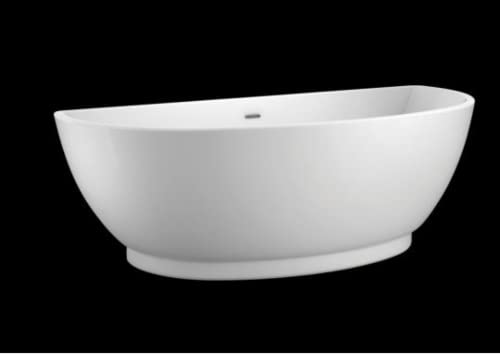 Carver Tubs Trinity 69" - Freestanding Soaking Bathtub With Chrome Drain - 69"L X 31"W X 23.5"H - Semicircular Acrylic Fiberglass Spacious Tub #TOP1