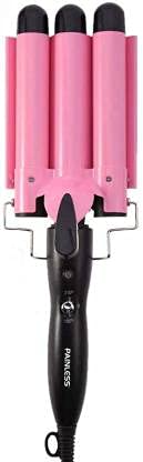 Painless 3 HEATING ELEMENT HAIR CURLER Electric Hair Curler (Barrel Diameter: 6.3 inch) (Dark Pink) (PL-17)