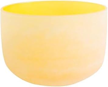 Frosted E Note Solar Plexus Chakra Yellow Colored Quartz Crystal Singing Bowl 10 inch mallet and o-ring included