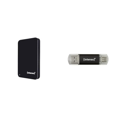 Intenso 6023560 1TB Memory Drive USB 3.0 2.5' External Hard Drive, Mechanische Festplatte & Twist Line 32 GB, Dual USB-Stick 3.2 Gen 1x1, USB-C und USB-A, 70MB/s, Anthrazit