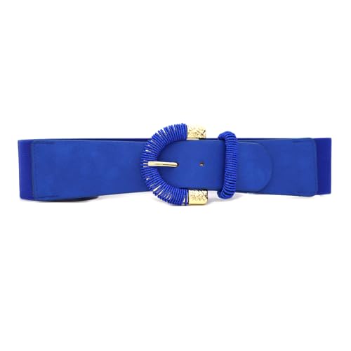 ZAHSY Chunky Buckle Elastic Belts for Dress Retro Braided Belt Women Leather Ladies Belts for Jeans Wide Waist belt for Women