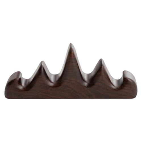 Healvian Soporte para Pinceles de Caligrafía de Madera Negra Reposapinceles Forma de Montaña de 5 Dedos Accesorio para Escritura y Pintura Tradicional Adecuado para Escritorio y Arte