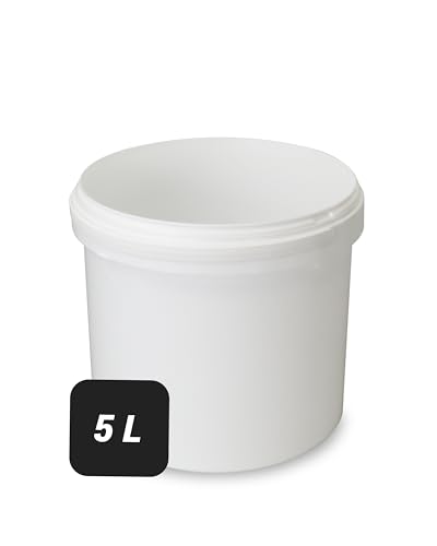 Trevendo 5 Liter Eimer mit Deckel und Kunststoffgriff, lebensmittelecht - luftdicht - stabil - stapelbar - Leereimer zur sicheren Lagerung inkl. Trevendo Beschriftungsetikett