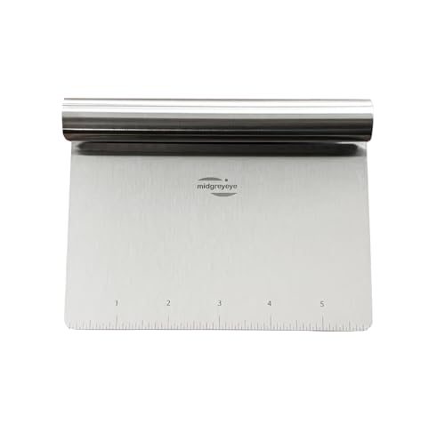 Midgreyeye Grattoir à Pâte en acier inoxydable avec échelle de mesure,coupe pate,pizza, Spatule à pâte - Spatule de cuisine pour gâteaux, cakes, pizzas,...