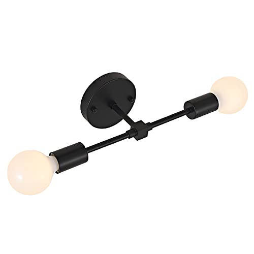 BAODEN 2-Lights Matte Black Bathroom Vanity Wall Sconce Modern Industrial Wall Lamp Pole Wall Mount Lighting Fixture（Black Color）