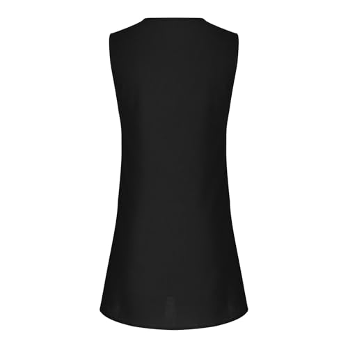 HGps8w Women's Cotton Linen V Neck Cinched Slim Tank Dresses Elagant Sleeveless Solid Color Business Office Party Mini Dress4