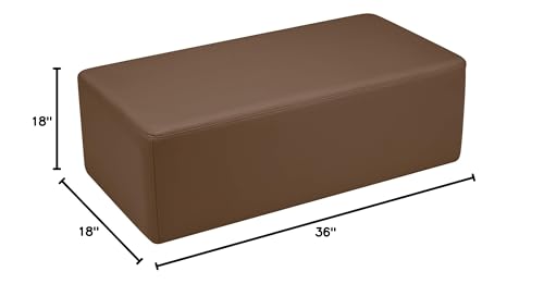 Image of Sprogs 12 inch H Structured Rectangle Stool -Flexible Modular Collaborative Soft Seating for Office, Home, Lounge and School Classrooms with Durable Frame & Set of 6 inch Legs Add-on -Chocolate