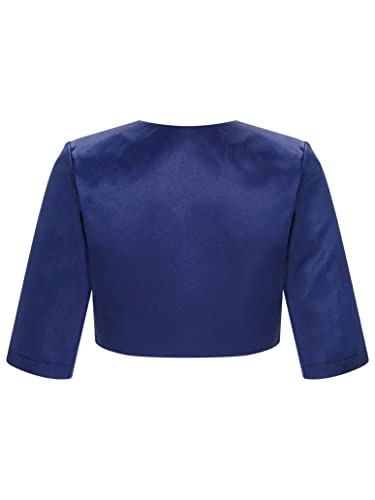 Kids Girls Solid Color Satin Cardigan 3/4 Sleeve Open Front Wedding Birthday Party Cape2