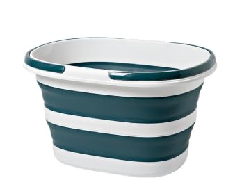 Cubo Plegable 16L con Asas, Cubo de Silicona Plegable, Barreño Palangana de Plastico,Lavabo, para La Casa, en La Cocina, al Aire Libre para Campamentos y Excursiones (Azul)