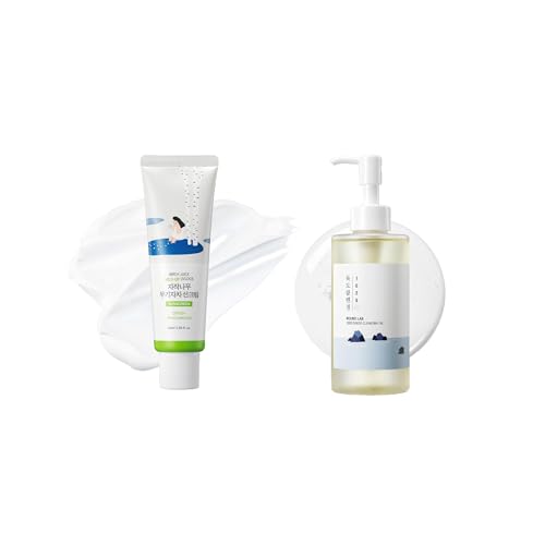 Image of Round Lab Birch Juice Mild-up Mineral Sunscreen & 1025 Dokdo Cleansing Oil Set, Lightweight UV Protection + Deep Cleansing Duo, Daily Skincare Routine for Sensitive Skin, Korean Skin Care