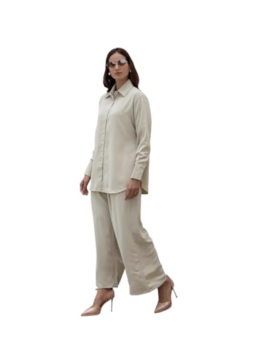 Women Co-Ord Set Shirt and Trouser | Boxy Fit Shirt with Collar &...