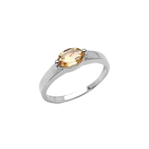 Bague Joy citrine véritable bague femme argent massif rhodié 55