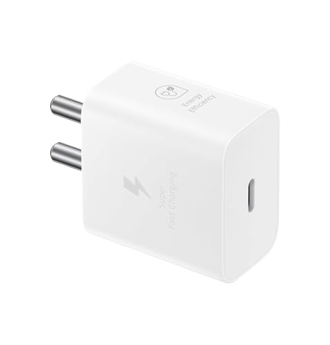 Image of 25W Gan Type C Charger Compatible with Samsung A16 /M05 /A05 /A35 /M35 /F05 /M15, F15 /A15 /A14 /M14 /F14 /A34 /M34 /S24 Ultra, S23 /S23 fe /Z fold /flip /6 /5 /4 /3, Fast Charger for Phones & Tab Type C Adapter, White