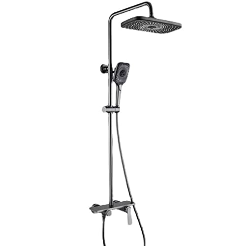 Colonne de douche cascade gris fusil avec mitigeur et grand pommeau
