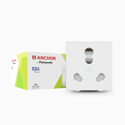 Image of Anchor by Panasonic Roma Classic 6A /16A Twin Socket, ISI Marked Heavy Duty Socket (White, 30828)