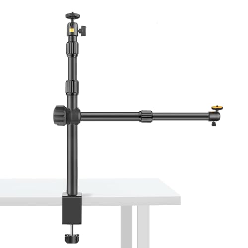 JEBUTU OS03 Tischstativ Kamera 37-83cm Einstellbar Overhead Stativ Webcam Kamera Tischhalterung mit Boom Arm & 360 Kugelkopf für Streaming & Gaming Max. Belastung 3kg