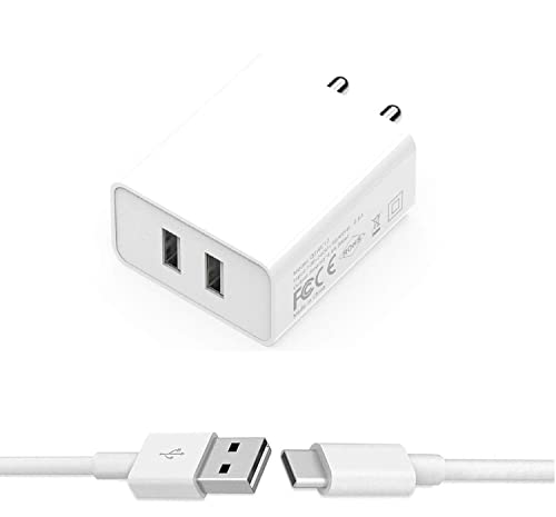 Image of dual port charger for Samsung Galaxy A12 Charger Original Adapter Like Wall Charger | Mobile Charger | Qualcomm QC 3.0 Quick Charge Adaptive Fast Charging , Rapid , Dash , VOOC , AFC Charger With 1 Meter Type C USB Data Cable ( 3.0 Amp , Dual Port-White )