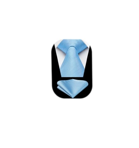 Image of HISDERN Mens Tie Striped Ties and Handkerchief Set Business Formal Woven Pocket Square Wedding College Stripe Necktie