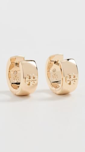 Image of Tory Burch Women's Wide Icon Enamel Huggie Hoop Earrings