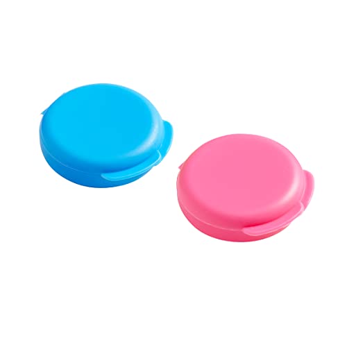 Image of Ezy Dose Daily Round Pocket Pharmacy Pill Organizer, Blue & Pink, 2 Pack | Portable On-The-Go, Pill Box, Organizer and Vitamin Containers, Snap Shut Lids, Perfect For Traveling, BPA Free