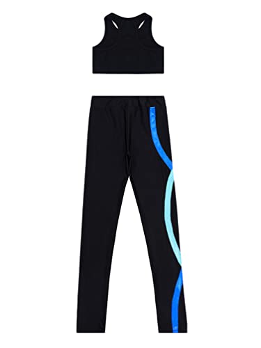 TiaoBug Kid Girls Athletic Crop Tops and Gymnastics Leggings 2 Piece Dance Clothes Set Sports Gym Workout Outfits4