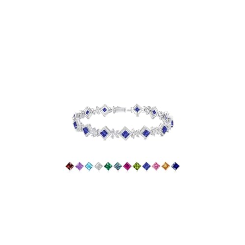 Iefil Tennis Bracelets for Women - 925 Sterling Silver Birthstone Tennis Bracelet, Anniversary Birthday Gifts, Birthstone Jewelry for Women Wife Mom Daughter