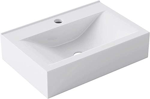 doporro Lavabo da Appoggio Lunghezza 45cm, Lavandino Bagno Rettangolare in Ceramica Nano Rivestimenti Brüssel118C, Bianco Lucido