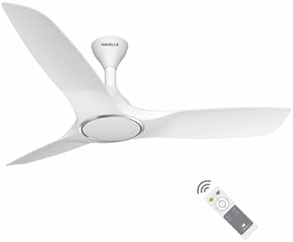 Havells Stealth Air BLDC 1200mm Ceiling Fan| Upto 55% Energy Saving| Silent & Premium| 5 stars Rating| 100% Copper Motor| RF Remote, Memory Backup, Timer| (Pearl White, Pack Of 1)