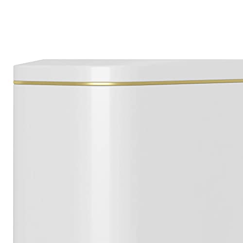 Doyingus 15 Liters/4 Gallon Trash Can With Lid Soft Close, Slim Stainless Steel Garbage Can With Removable Inner Bucket, Step Pedal Wastebasket For Home, Bathroom, Bedroom, Kitchen, Office (White) #TOP4