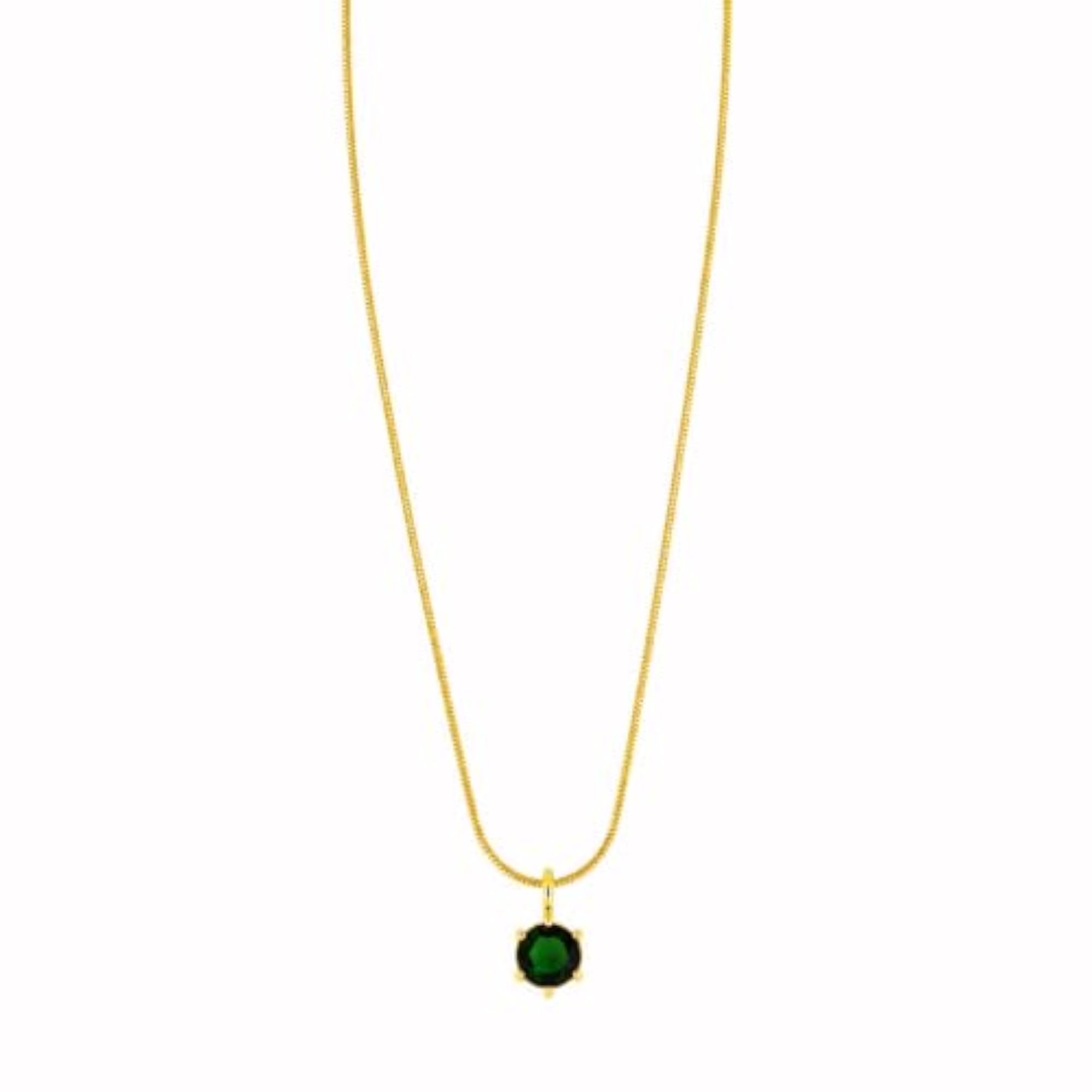 Women's Round Emerald Green Crystal Pendant Necklace