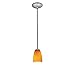 Sherry - Integrated (SSL) LED Rod Pendant - Brushed Steel Finish - Amber Glass Shade