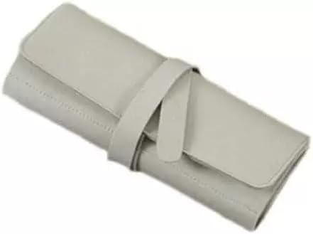 Compact Leather Jewelry Wrap - Keep Your Accessories Tidy on the Go! (Light Grey)