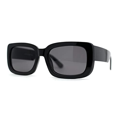 Womens Mod Retro Rectangle Minimal Plastic Sunglasses2