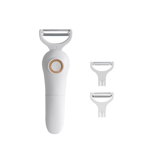 Image of 2-in-1 Electric Peeler | Auto Blade for Fruits /Vegetables | 2 Interchangeable Blades | 2*AAA | Kitchen, Travel, Camping White