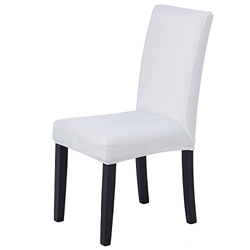 Veakii R Fundas para sillas Pack de 4 Fundas sillas Comedor, Lavable Comedor Asiento Cubre para el Comedor casero Modern Bouquet de la Boda, Hotel, Decor Restaurante (Blanco, Pack de 4)