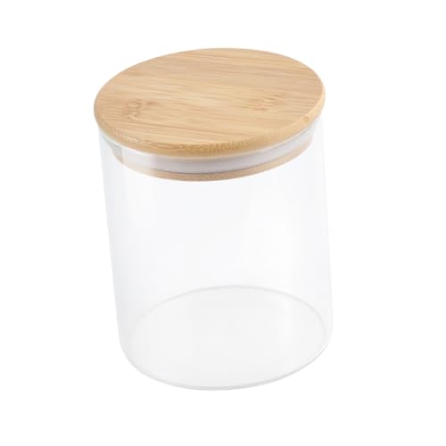 DECOMELODY Barattolo Di Vetro Con Coperchio in Legno Di Barattolo Sigillato Per Alimenti Secchi Contenitore Per Tè in Chicchi Di Caffè
